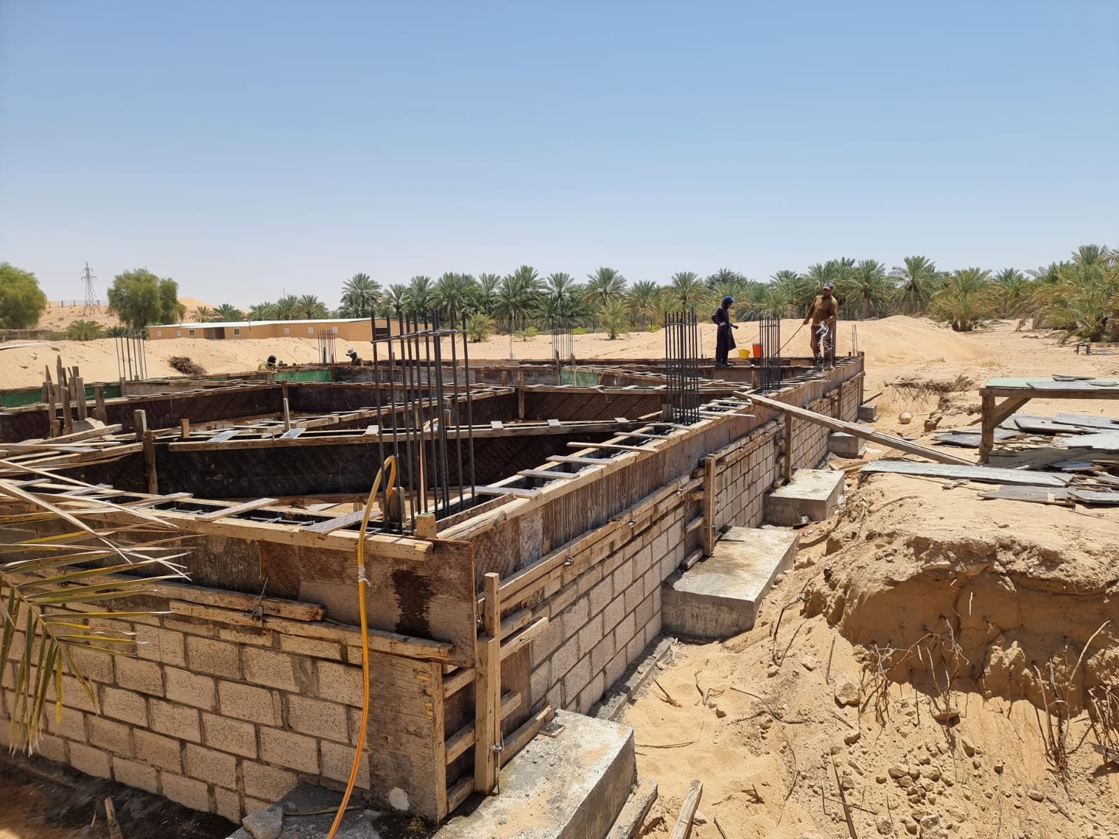 Foundation formwork prepared on site